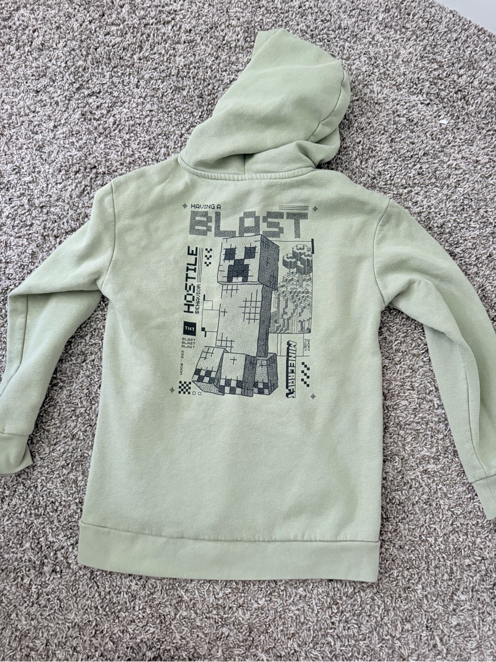 Kids Crewneck Hoodie in Sage Green - Casual Pullover - Picture 2 of 3